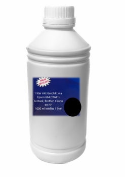 Losse inkt 1 liter (1000ml) Zwart (Black) voor alle merken