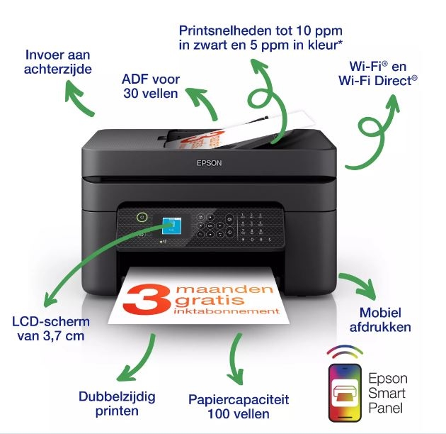 Epson WF-2930DWF Compacte All-in-One Printer A4 kleur Wifi